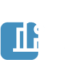 A blue and white logo.
