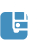 White bus icon outlined over a blue rounded square background, representing public transportation or a bus service.