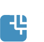 A blue rounded square partially overlaps with a white outlined microchip icon on a light gray background.