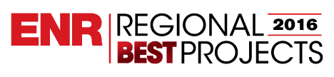 ENR Regional Best Projects 2016 logo with bold red and black text on a gray background.