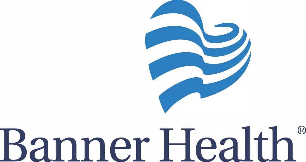 Banner Health logo featuring blue wavy lines forming a stylized heart above the words "Banner Health" in dark blue text, designed with care like those found about builders guild.